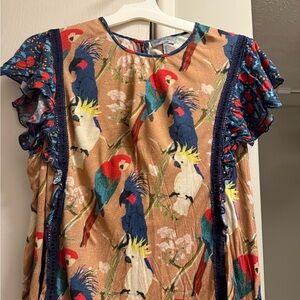 Colorful Parrot top conditions apply sold at Anthropologie xl